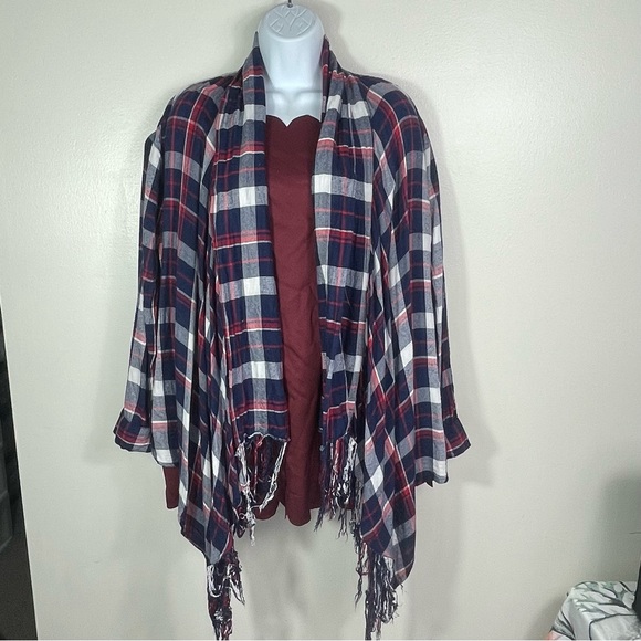 Anthropologie Sweaters - Anthropologie Alya Plaid Fringe Top Cardigan